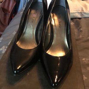 Black patent leather heels